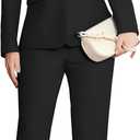 Women's 2 Piece Suit Notched Lapel One Button Slim Fit Business Office Work Tuxedo Blazer Pants Set (Medium, Black)