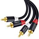 RCA Audio Stereo Cable 10 ft 2RCA Male to Male Audio RCA Cables Dual Shielded Gold-Plated 2 RCA Stereo Cable for car Audio Video Cord, Hi-Fi Systems or Home Theater, HDTV(1, Black,10FT)