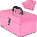 P.I.T. 12 Inch Tool Box,Portable Small Steel ToolBox with Metal Latch Closure for Household, Warehouse,Tools Storage,Pink
