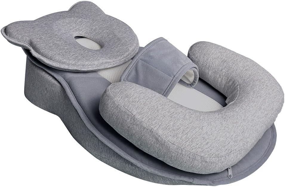 Baby Lounger Pillow for Infant Support Cushion Breastfeeding Pillow, Bottle Feeding, Tummy Time (Grey)