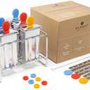Stainless Steel Popsicle Molds, 6 Ice Popsicle Makers, 6 Stainless Steel Sticks, 12 Silicone Seals and 1 Coconut Cleaning Brush, Eco Popsicle Molds for Kids and Adults, 3 oz Per Mold (Square)