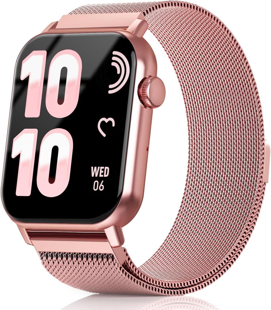Smart Watches for Women, 1.83" HD Fitness Tracker (Answer/Make Calls), 120+ Sport Modes with Heart Rate/Sleep Monitor, IP68 Waterproof, Fitness Watch for iOS Android, Rose Gold