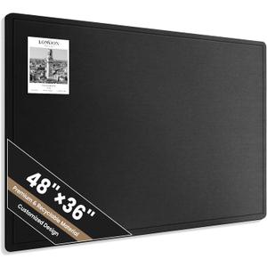 Large Bulletin Board, 48 X 36 Inches Felt Cork Board with 40 Pushpins, Foldable Felt Notice Pin Board Photo Display Board with Self-Adhesive Tape for Office Home School (Black)