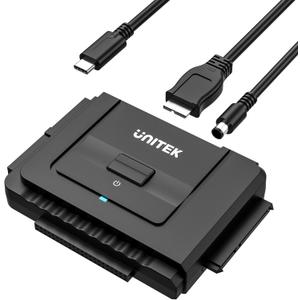 Unitek USB C to IDE and SATA Converter External Hard Drive Adapter Kit for Universal 2.5/3.5 HDD/SSD Hard Drive Disk, One Touch Backup Function, Included 12V/2A Power Adapter