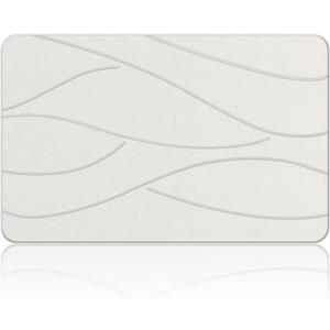Stone Bath Mat Diatomaceous Earth Shower Mat Non-Slip Super Absorbent Diatomite Stone Bath Mats for Bathroom Floor Quick Drying Natural Easy to Clean(23.6''15.4" White) (Line1-white)
