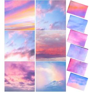 6 Pcs x 2 ft Fluorescent Light Covers with 48 Magnets for Fluorescent Light Shade Drop Ceiling Filters for Classroom Office Kitchen Decor(Sunset Clouds)