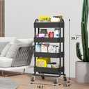 4-Tier Metal Rolling Cart with Wheels,4 Tier Utility Cart with Wheels for Office,Home,Kitchen,Garden13.4"x18.1"x40" Black