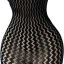 OYOANGLE Women's Fishnet Mesh Halter Lingerie Dress Sexy Bodycon Hollow Out See Through Chemise Beach Cover Up Dress Black One Size