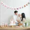 Pink Monthly Milestone Photo Banner - Baby Girl First Year Photo Banner, Pink 1st Birthday Party Decoration for Girl, Newborn to 12 Months Photo Garland, Girl Birthday Cake Smash Photo Props Backdrop