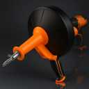 50 FT Drain Snake Hair Drain Clog Remover, Manual Or Powered, Plumbing Snake With Drill Adapte,Unclog Sink Drain Tool, Drain Auger for ToiletShowerKitchenSink, No Auto Retract Or Feed, Orange