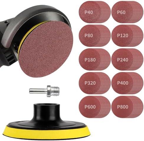 100PCS Angle Grinder Sanding Discs and 4 Inch Hook and Loop Backing Pad (5/8-11 Threads) with 8MM Drill Adapter, Angle Grinder Attachments for Sanding Polishing 40-800 Grits