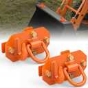 3/8" Tractor Bucket Hooks with 1/2 Tie Down D Rings(Orange), Grade 70 Forged Steel Bolt on Grab Hook 2 PCS Tow Hooks Mount with Back Plate, Compatible for Tractor Bucket RV UTV Truck, Max 15,000 lbs