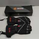 SAVIOR HEAT Heated Gloves for Men Women, Rechargeable Electric Heated Leather Skiing and Snowboarding Gloves (Large, Black)