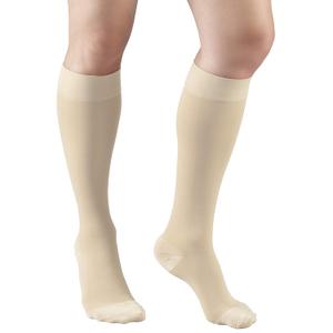 Truform 20-30 mmHg Medical Compression Stockings, Smooth Stretch Microfiber, Knee High, Closed Toe, Beige, Large (Large (1 Pair))