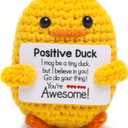 Artlunar Funny Positive Duck Emotional Support Ducks Crochet Inspirational Gifts Birthday Valentine White Elephant Gifts for Women Men Cute Duck Home Decor