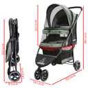 ROODO 3 Wheel Dog Pet Cat Stroller Best Lightweight Foldable Compact Portable Jogger All Terrain Travel Pet Gear Puppy Kitty Stroller for up to 30lbs Medium Small Dogs and Cats(Cationic ash)
