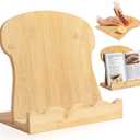 Scalloped Bamboo Cookbook Stand with Removable Cutting Board, Adjustable Recipe Holder & Charcuterie Board, 2-in-1 Kitchen Counter Decor and Serving Tray