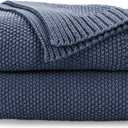 CozeCube Blue Throw Blanket for Couch, Soft Cozy Cable Knit Throw for Bed Sofa Living Room, Lightweight Warm Decorative Farmhouse Christmas Blanket, 60"x80", Dusty Blue