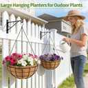 18 Inch Hanging Baskets for Plants Outdoor, 4 Pack Large Hanging Planters for Outdoor Plants, Round Wire Hanging Flower Pots with Coconut Coir Liners for Garden, Deck, Porch, Balcony