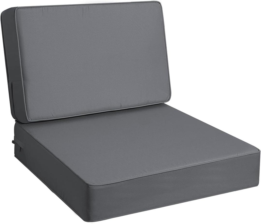 AAAAAcessories Outdoor Deep Seat Cushions, Foam Pillow, Waterproof, Fade-Resistant Patio Furniture Replacement Cushions, 24" x 24" x 5", Dark Gray (24x24-19'' Mid Back-1 Count)