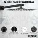 Shower System with Tub Spout, 12-Inch High-Pressure Rain Showerhead and Handheld Combo, Matte Black Shower Faucet Set with Rough-in Valve and Trim, Wall Mounted 3-Way Shower Set