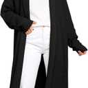 LILLUSORY Long Cardigan Sweaters for Women Fall Trendy Oversized Open Front Winter Coat (Black, XL)