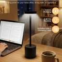 Cordless Table Lamp Set of 2, Rechargeable 5000mAh Battery Operated Outdoor Table Lamps, Portable LED Desk Lamp, 3 Color Dimmable Table Light for Restaurant, Patio, Bedroom, Bedside Night Lamp(Black)