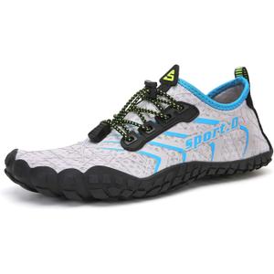 UBFEN Water Shoes Aqua Swim Shoes Mens Womens Beach Sports Quick Dry Barefoot for Boating Fishing Diving Surfing (Grey Blue)