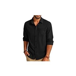 PJ PAUL JONES Mens Shirt Casual Long Sleeve Button Down Shirts with Pocket L
