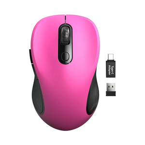 Trueque Wireless Mouse for Laptop, 2.4GHz Ergonomic Computer Mouse with Back & Forward Buttons, 3 Adjustable DPI Levels, 6 Buttons, Optical USB Cordless Mice for Windows PC (Fuchsia, 1 Pack)