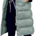 Inorin Womens Down Vest with Stand Collar Thick Hooded Sleeveless Long Coats Jacket (Green, M)