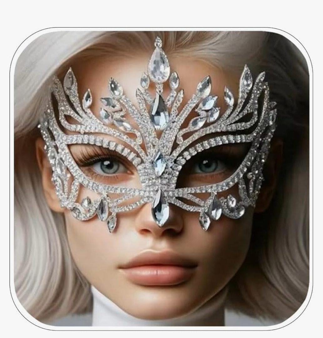 Bling Rhinestone Masquerade Mask For Women Ball Costume Crystal Face Mask Carnival Jewelry