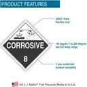 Class 8 Corrosive Placard, Worded, 10.75" x 10.75" Removable Self Adhesive Economy Vinyl for Short-Term Applications, DOT Hazmat Compliant, 25 Pack, J. J. Keller & Associates, Inc.