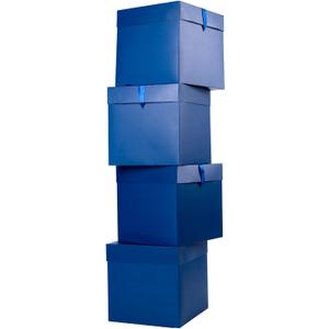 Elephant-package 8.7" Medium Birthday Gift Boxes with Lid and Ribbon, Square Gift Boxes - 4 Pcs (Royal Blue), Father's Day, Bridal Showers, Weddings, Baby Showers, Party Favor Boxes