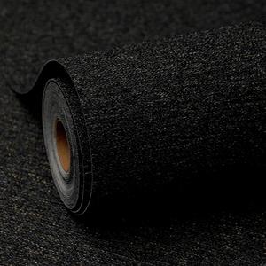 Black and Gold Peel and Stick Wallpaper Slight Velvety Feeling Woven Fabric Grasscloth Textured Washable Thick Self-Adhesive Contact Paper Removable (16.5"x236.2") S71