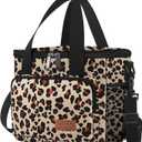 Femuar Lunch Bags for Women/Men, Insulated Lunch Bag for Work Office Picnic - Lunch Cooler Bag Leakproof Lunch Box with Adjustable Shoulder Strap - Leopard Print