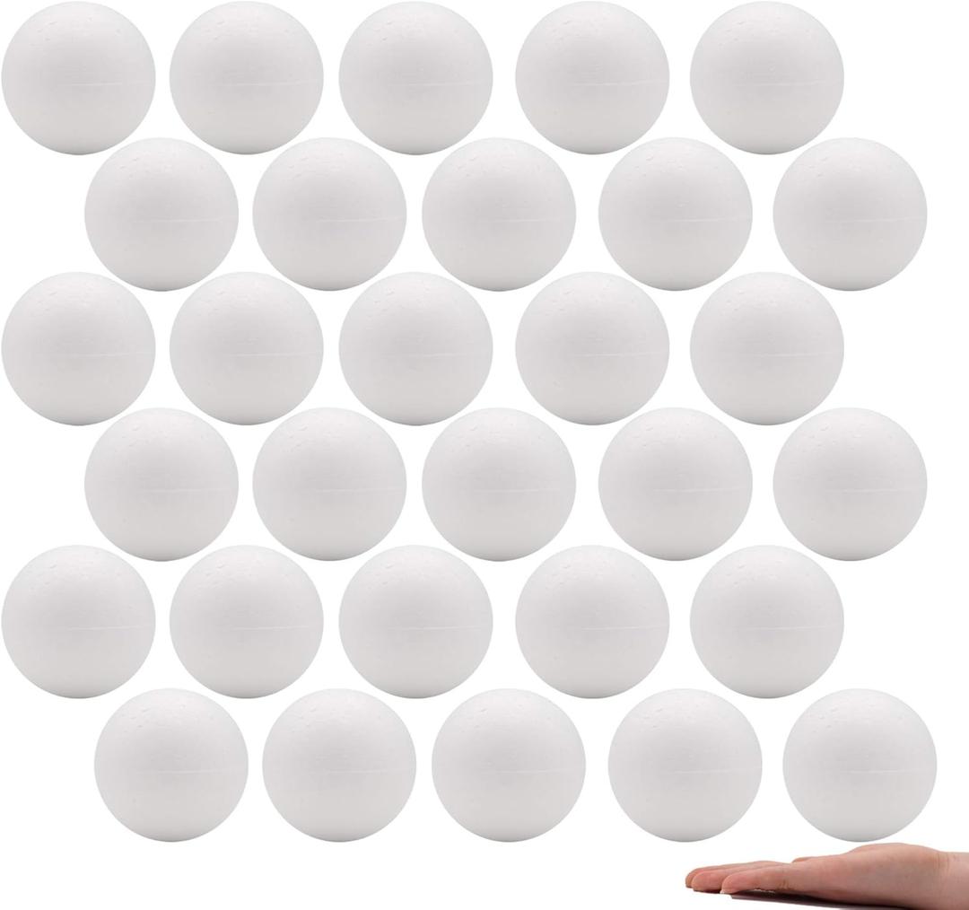 Crafare 3 Inch White Craft Foam Balls Bulk 40 Pack Smooth Polystyrene Round Foam Balls for Holiday Crafts Drawing and School Modeling DIY Projects Ornaments Decorations
