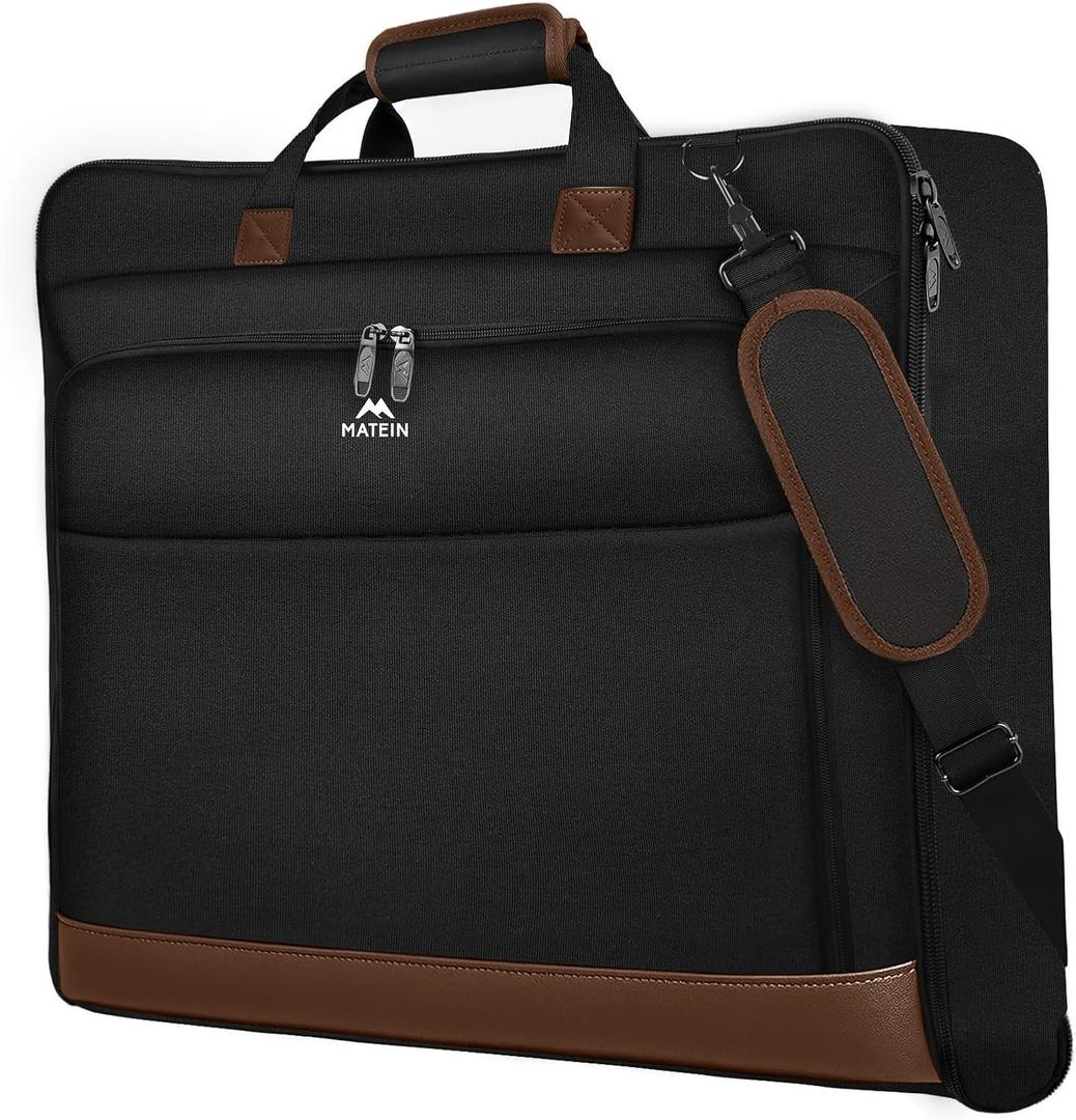 MATEIN Suit Garment Bag for Travel, Large Garment Bags for Hanging Clothes Travel, Foldable Suit Carrier with Shoulder Strap For Business, Premium 2 in 1 Hanging Suitcase Luggage, Black Brown