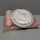 Gatherfun Gingham Red and White Party Supplies Disposable Paper Plates Napkins Cups Knives Spoons Forks Tablecloth Banner for Birthday Party Family Dinner Picnic Barbecue Mother's Day Party, Serve 25