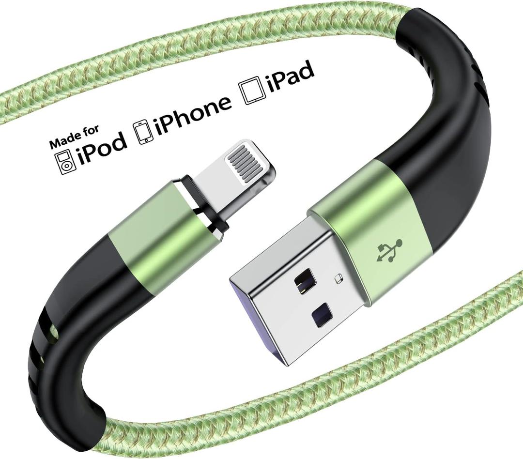 Essri 2Pack for iPhone Charger Cord 6FT, Lighting Cable 6 Feet to USB Charging Cable, Nylon Braided Charging Cord 6 Foot Compatible with iPhone 14 13 12 11 X XS XR 15 Pad -Light Green