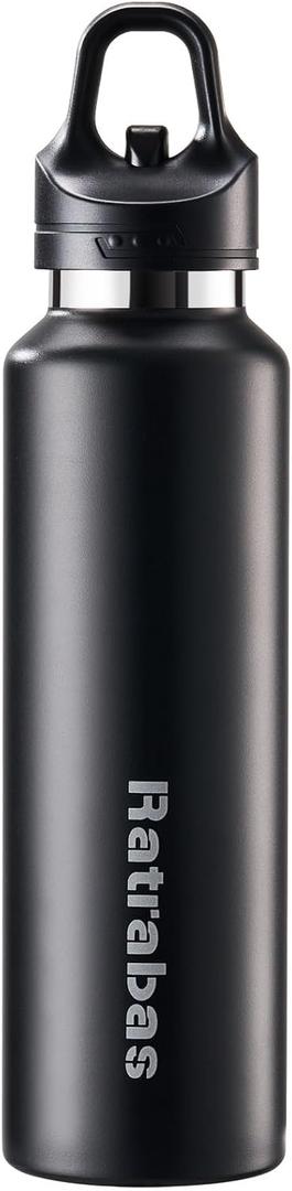Insulated Water Bottle 21 OZ, Insulated Tumbler with One-Touch Open, Travel Water Bottle with Leak-Proof Design, Sports Water Bottle for Women & Men (Black)