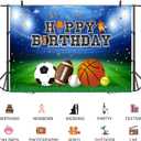Sports Birthday Backdrop Banner Ball Sports Boys Kids Happy Birthday Photography Background 7x5ft Stadium Field Basketball Football Baseball Soccer Party Decorations Kids Portraits Photo Studio Props