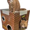 Cardboard Cat House with 2 Story Scratch Pads,Cat Play House for Indoor Toy, Scratch and Grind Claws, 12.5x12.5x12.5 Inch for Cats (RED)