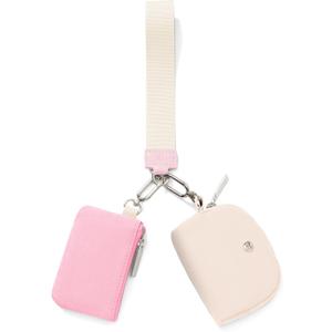 Mum's Memory Mini Zip Around Wristlet Wallet for Women Dual Pouch Wristlet Portable keychain wallet Coin Purse Mini Women Coin Pocket (Pink+White)