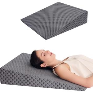 Wedge Pillow 5in Bed Wedge Pillow for Sleeping, Snoring, Back Support, After Surgery, Triangle Pillow, with Washable Cover, Gray