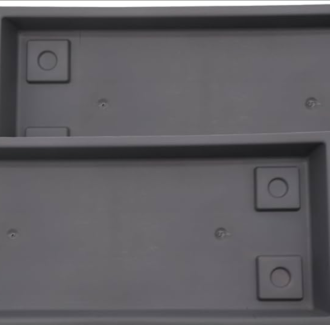 The HC Companies 23.5 Inch Venetian Rectangular Plant Saucer - Indoor Outdoor Plastic Plant Trays for Pots - 23.5"x7.5"x1.3" Warm Gray (2 Pack)