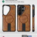 Strong Magnetic for Samsung Galaxy S26 Ultra Case Leather,[Compatible with MagSafe], Adjustable Kickstand, Shockproof Protective Cover for Samsung S26 Ultra (Brown)
