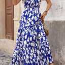 BTFBM Women Summer Dresses Casual Sleeveless Maxi Dresses Cute Floral Long Dress Wedding Guest Dress (M)