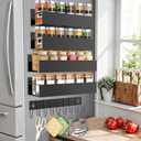 Magnetic Spice Rack for Refrigerator Seasoning Organizer for Spice Fridge Shelf storage Magnetic Shelf with Hook for Oven (4pack1hook-Black)