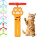 Cat Chase Fetch Toy - Rechargeable Disc Launcher with 6 Flying Spinners - Best Interactive Pet Hunting Toys for Indoor Outdoor Yard Cats Dog (Yellow)